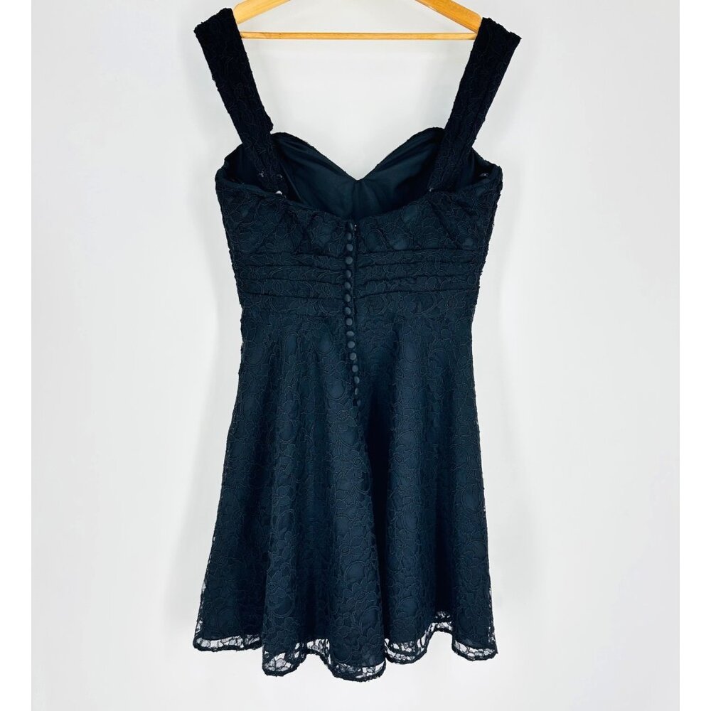 Mori Lee Madeline Gardner Black Lace Sleeveless Convertible Mini Dress Size 14 - Picture 5 of 12